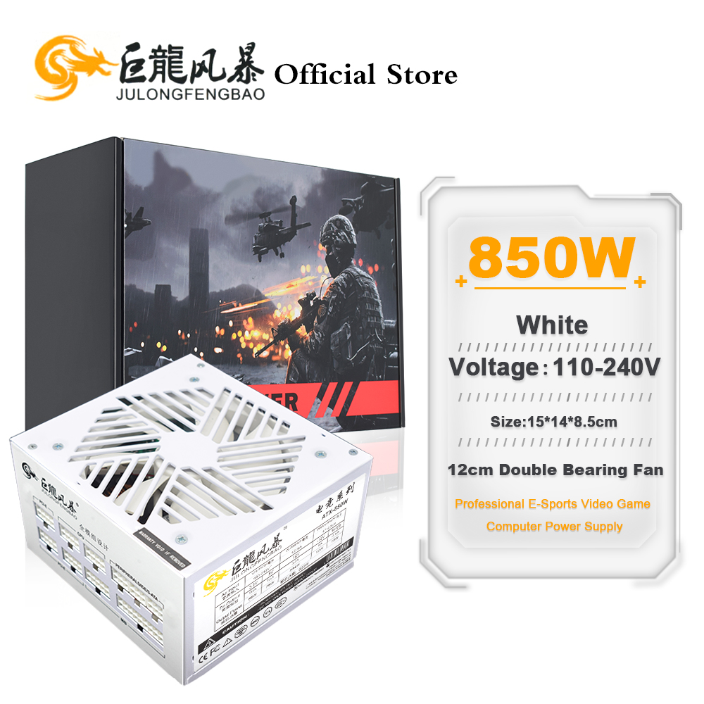 1000W White Modular Power Supply - Alimentatore per computer con interruttore ATX